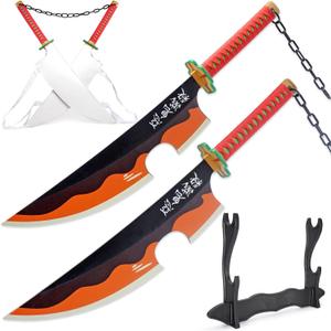 Zisu Two Tengen Swords, About 31 inches, Hashira Pillars & Tengen Uzui Sword Katana for Cosplay Purpose, Anime Sword with Original Texture, Medium