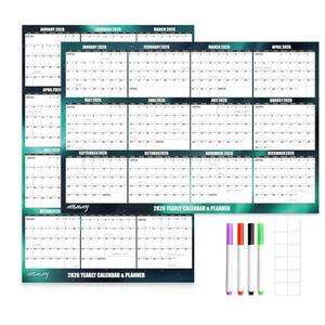 32" x 48" Apricity 2026 Wall Calendar Dry Erase - Dark Green Wall Calendar Wet & Dry Erasable Laminated 12 Month Annual Yearly Planner, Reversible, Horizontal/Vertical,with Julian Dates