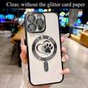 for iPhone 16 Pro Case, Glitter Clear Cute Paw Love Heart, Compatible with MagSafe, Strong Magnetic Full Camera Lens Protection Cover, Soft Slim Bling Phone Case 6.3" - Black