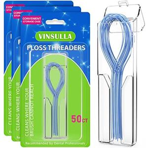 VINSULLA Floss Threaders for Braces, Bridges, and Implants (50 Count (Pack of 3)