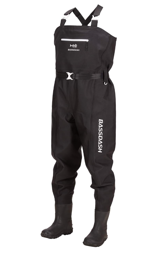 BASSDASH 3D Boot Foot Game Wader Ultra High Strength Nylon PVC Fishing Hunting Chest Waders for Men, MK 8-9