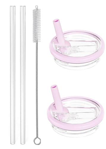 32 oz Tumbler Flip Straw Lid Replacement Fit for HydroJug Traveler （Only）,2 Pack Leak Proof Lid ,Replacement Spill Proof Reusable Tumbler Cover Compatible with 32oz HydroJug Cup Accessories (Pink)