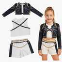 ACLGCSU K POP Costume for Kids, Singer Costume for Girls, Golden Stage Star Halloween Cosplay Dress Up