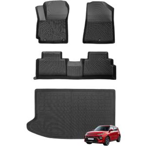 Joruoo-Floor Mats & Upper Cargo Liner for 2020-2025 2026 Kia Soul (Fit Cargo Floor in Higher Position), All-Weather Heavy Duty TPE Floor Liners Full Coverage Automotive for Soul Accessories