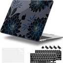 for MacBook Air 13 Inch Case 2020-2018 (A2337 M1 A2179 A1932), Shockproof Hard Shell Cover with Screen Protector, for Retina Display & Touch IDFull Protection for MacBook Air, Flower Dahlia