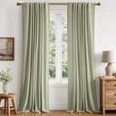 MIULEE 100% Blackout Linen Curtains for Bedroom 84 inches Long, Thermal Insulated Room Darkening Black Out Drapes for Living Room, Back Tab Rod Pocket, 2 Panels Set, 40 Wide x 84 Length, Sage Green