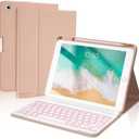 BOBOLEE Keyboard Case for iPad 9.7 inch 6th Gen. 2018-5th Gen. 2017 - Air 2 Gen. 2014, Wireless Detachable BT Backlit 7 Colors Keyboards, Thin Slim Folio Cover Shell with Pen Holder, Auto Sleep Wake