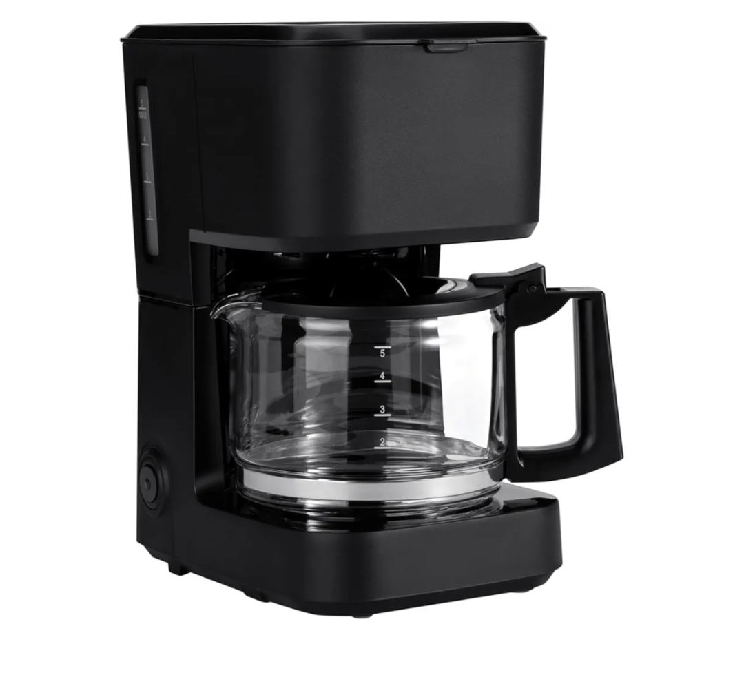 Amazon Basics 5 Cup Drip Coffee Maker with Glass Coffee Pot (0.8 Qt), Auto Shut-off, Auto Pause, Removable Filter Basket, Matte Black