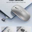 SABLUTE M31 Bluetooth Mouse for MacBook Pro/Air, iPad - Rechargeable Tri-Mode Wireless Mouse for 3 Devices (BT 5.2 + 2.4G), Sleek Silver Slim Silent Mouse for Surface, Windows