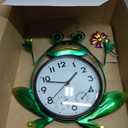 Outdoor Clock Silent Non-Ticking, Frog Outdoor Wall Clock with Thermometer & Humidity Decorative Outdoor Clocks for Patio, Garden, Home Decor