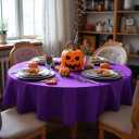 sancua Round Tablecloth - 60 Inch - Water Resistant Spill Proof Washable Polyester Table Cloth Decorative Fabric Table Cover for Dining Tables, Buffet Parties and Camping, Purple