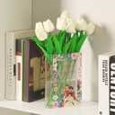 Book Vase, Acrylic Book Vase for Flowers, A Book About Flowers Vase, Book Shaped Vase, Book Flower Vase Clear, Modern Decorative Vase for Living Room, Bathroom, Office, Shelf, Set of 2