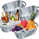 4PCS 4 Gallon Galvanized Tub Champagne BucketWith Carry Beer Drink Storage Cooler Metal Beverage Ice Tub Galvanized Ice Buckets for Parties and Cocktail Bar Mimosa Bsupplies