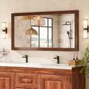 TETOTE 48 x 24 Walnut Wood Framed Mirror for Bathroom Wall/Bedroom/Living Room/Entryway Farmhouse Rustic Bathroom Vanity Mirror for Over Sink Waterproof (Horizontal/Vertical Mounted)