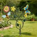 4 x WENTTUO Garden Stakes Decorative 30 INCH Garden Decor for Outside with Flowers Butterfly for Outdoor Patio Lawn Backyard
