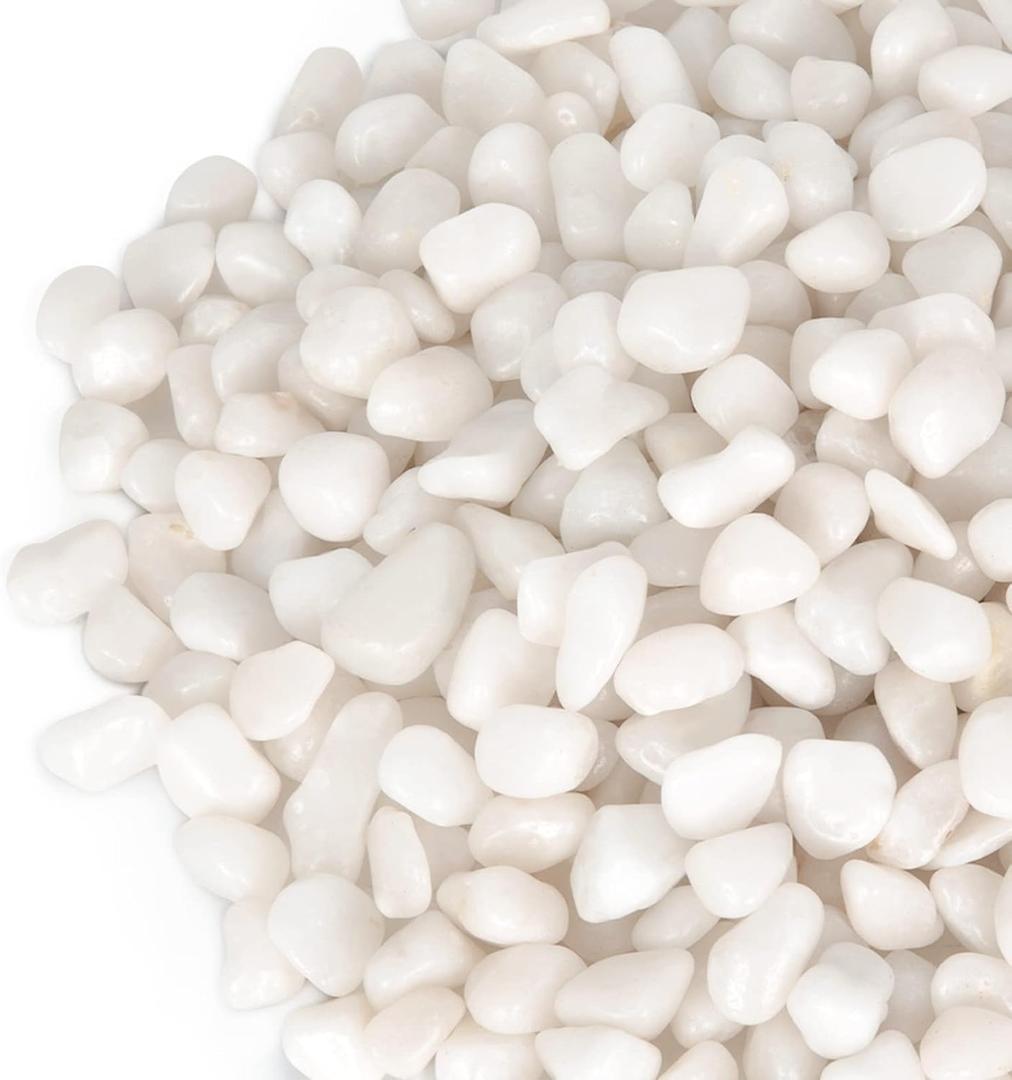 GASPRO 10 lbs White Pebbles for Plants, Vases, and Landscaping in Garden - Highly Polished 3/8" Small Rocks for Indoor and Outdoor Decor