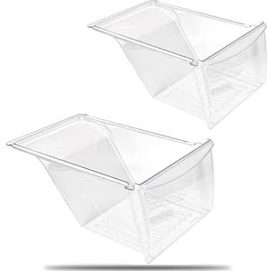 [2 PACK] UPGRADED 240337103 Crisper Bin Drawer Replacement for Frigidaire Kenmore Refrigerator Drawer Replacement, Fridge Drawer for Frigidaire Replacement Drawer Parts AP2115741, 240337100, 240337102 (240337103 Crisper Bins 2 PACK)