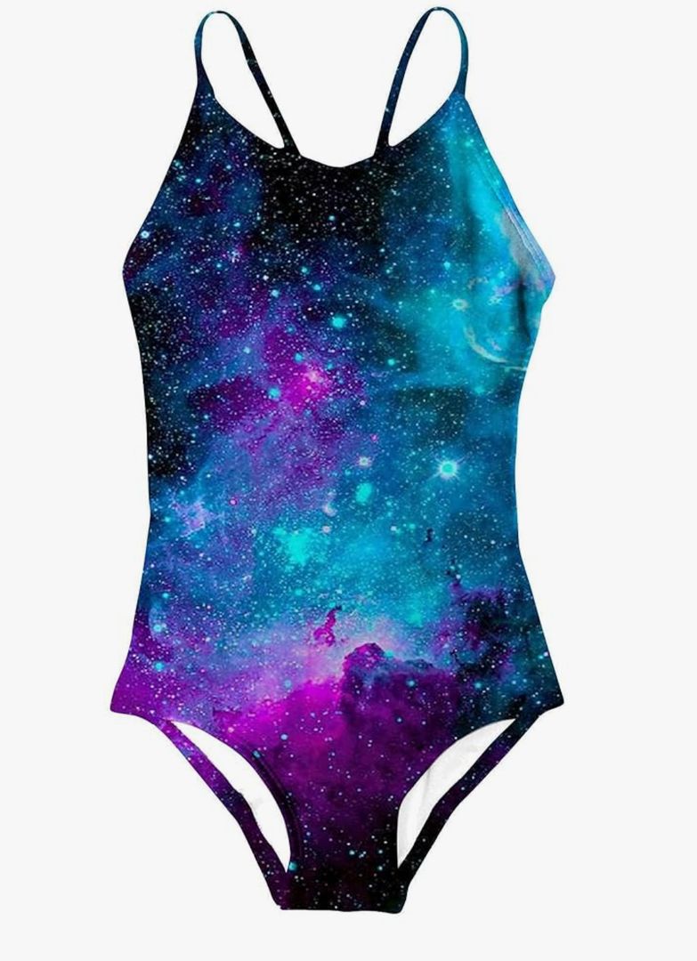 Idgreatim Girls One Piece Swimsuits Quick Dry Beach Swimwear Bathing Suit for Beach 3-12 Years, 2 XL