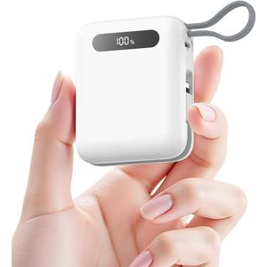 Portable Charger, Ultra Mini 10000mAh Portable Charger Power Bank with Built-in Cables, 35W Fast Charging Battery Pack, Travel Essential Compatible with iPhone 17 16 15 Samsung S22 S21 Google iPad etc.