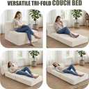 Kasunpul Folding Sofa Bed with Pillow, Memory Foam Fold Out Chair Bed, Convertible Sleeper Chair with Washable Cover, Futon Floor Couch for Living Room/Dorm/Guest Use/Home Office/Apartment, Beige