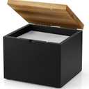 CMLKLZD Disposable Face Towel Holder, Wooden Box Compatible with Clean Towels XL(NOT Included), Black Container for Cleansing Facial Dry Wipes, Face Towelettes Bathroom Counter Storage