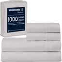 SGI 1000 TC Egyptian Cotton King Sheet Set  Premium Luxury 4-Piece Hotel Bedding, Ultra-Soft, Breathable, Cooling & Silky-Smooth, 16 Deep Pocket, Durable, Fade-Resistant & Elegant Silver Sheets