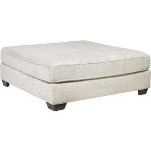 Signature Design by Ashley Rawcliffe Contemporary Square Oversized Accent Ottoman with Foam Cushion and Chenille Microfiber Fabric, 55" by 55", Beige