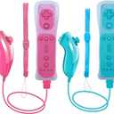 Wii Remote Controller, 2 Packs Upgrade Wii Wireless Controller Compatible with Wii Wii U Console(Pink and Blue)