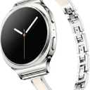 Mosonio Slim Elegant Band Compatible with Samsung Galaxy Watch 8 40mm 44mm for Women, Dressy Metal Bands with Embedded Silicone Accents and Easy-adjust Link Clasps for Galaxy Watch 8