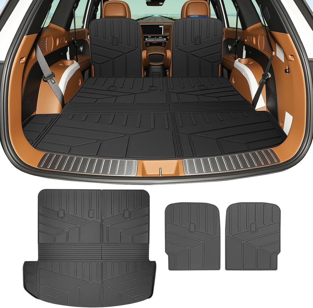 Cargo Mat Seatback Cover Fit for 2026 Hyundai Palisade Gas 7 Seats, Kick Liner Anti-Slip Cargo Liner for 2026 Hyundai Palisade Accessories (Cargo Mat+Kick Mat)