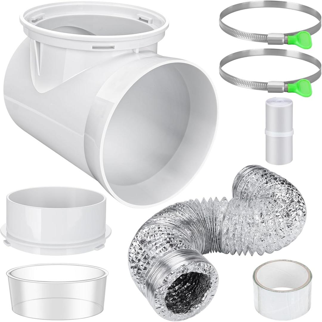 90 Degree Dryer Vent Elbow with 10ft Dryer Hose, Dryer Vent Duct Connector Kit, 90 Degree Dryer Vent Tight-Fit Connector Elbow for 4 Inch Dryer Duct Vent Hose.