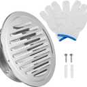 PATIKIL 7" Round Soffit Air Vents, Stainless Steel Louver Grille Vent Cover Screen Mesh Air Outlet for Kitchen Bathroom Wall Ceiling Floor Ventilation