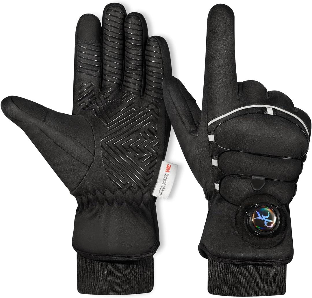 M8K9 Winter Gloves for Men Women -10 3M Thinsulate Cold Weather Gloves for Running Cycling Skiing Snowboarding Hiking (Large, Black)