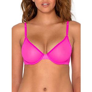 Smart & Sexy Women's Sheer Demi Underwire Bra, Electric Pink (Mesh), 34DDD