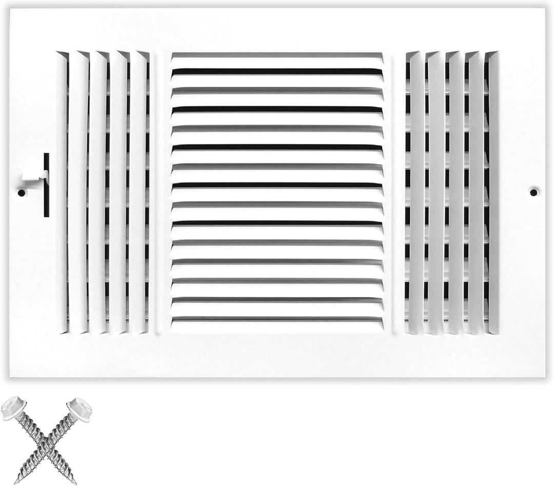 14" X 10" 3-Way AIR Supply Grille - Vent Cover & Diffuser - Flat Stamped Face - White [Outer Dimensions: 15.75"w X 11.75"h]