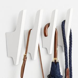 Natural Wooden Wall Hooks,4 Pack Wall Mounted Wood Hat Hook, Heavy Duty Coat Hanger for Bathroom, Rustic Farmhouse Decor for Hanging Coats, Backpack,Hat,PurseWhite