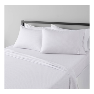 Amazon Basics Lightweight Super Soft, Comfortable Easy Care Microfiber 4 Piece Bed Sheet Set with 14-Inch Deep Pockets, Queen, Gray Crosshatch, Printed