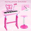 Amy&Benton Birthday Gift for 3 4 5 6 7 Year Old Girls Piano Toy with Stood for Girls 3-5 Pink Music Keyboard Toy 37 Keys with Chair