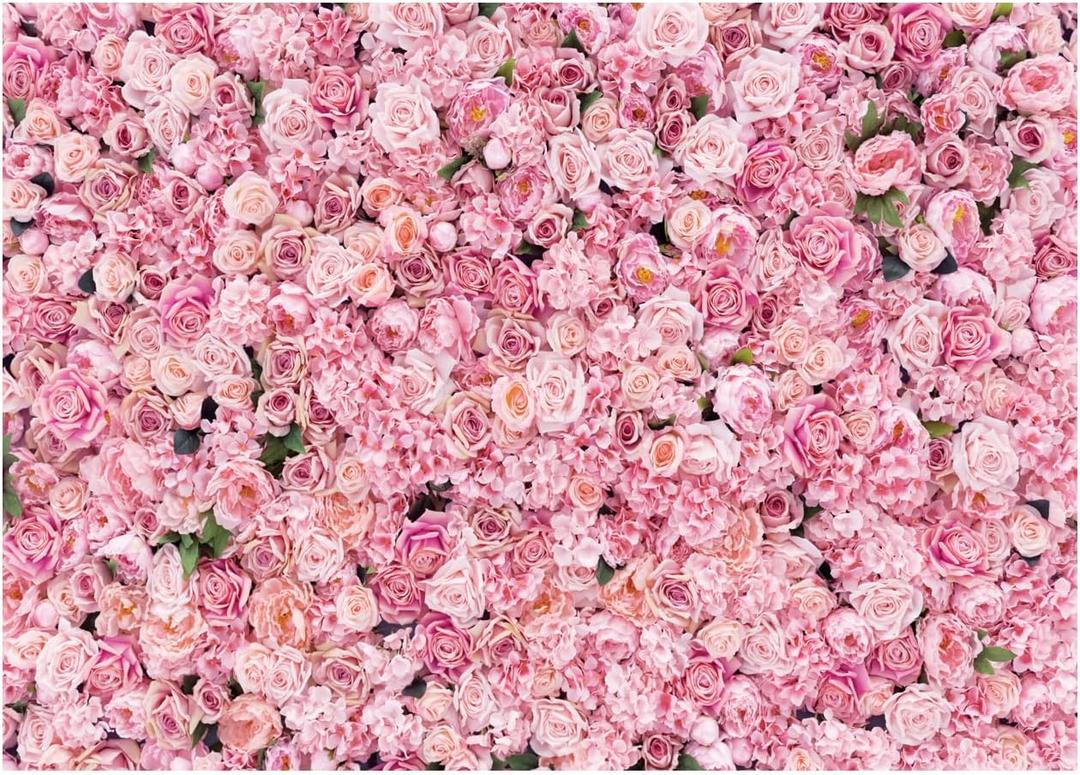 WOLADA Flower Wall Backdrop Pink Rose Floral Photography Backdrop Ideal for Wedding Valentine's Day Girl's Party Portrait Photo Shoots Bridal Showers Studio Props 7x5FT 11990