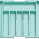 Lifewit Silverware Drawer Organizer, Expandable Utensil Tray for Kitchen, BPA Free Flatware and Cutlery Holder, Adjustable Plastic Storage for Spoons Forks Knives, Large, Turquoise (XL(13-22''W x 15"D))