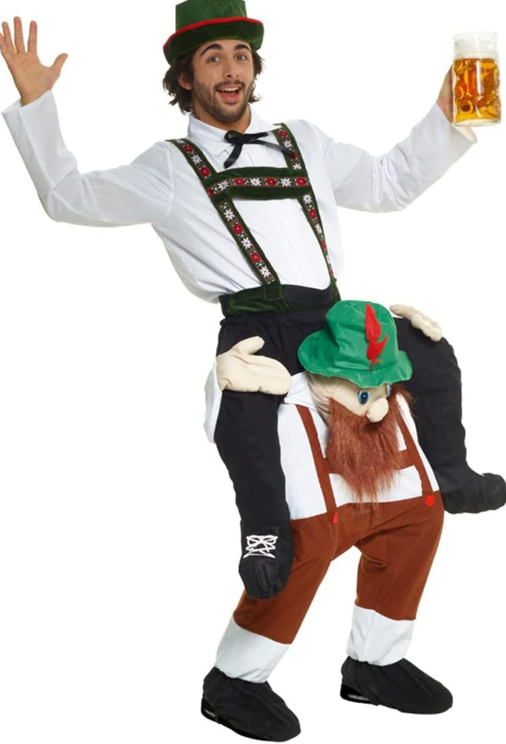 Morph One Size Fits Most Bavarian Piggyback Costume, Brown, White and Black, one size