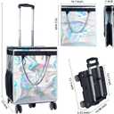Reusable Grocery Bags on Wheels, Rolling Tote, Portable Shopping Cart for Groceries with Wheels and Drawstring Bag, Trolley, 54L, Foldable, Phantom White