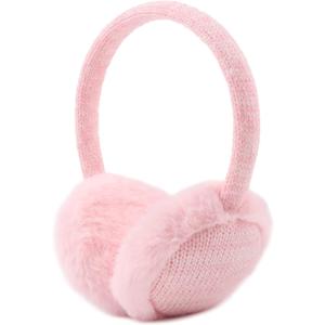 PESAAT Winter EarMuffs for Kids Outdoor Boys Knitted Ear Cover Plush Toddler Girls Ear Warmer 3-8 Years (One Size, Pink)