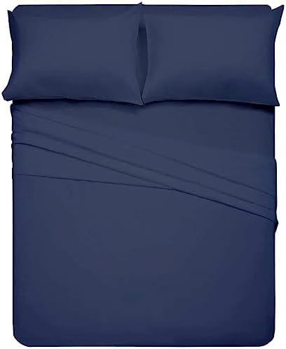 RV Bunk Bed Cot Sheets 30 x 75, 3-Piece Bed Sheets for Campers, Fits Upto 6" Deep Pocket, Cot Size Mattress Fitted Sheet Perfect for Narrow Twin, Guest Bed Replacement, RV Mattress Sheets - Navy blue Pack of 2