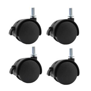 Swivel Caster Wheels 4 Pack 1.5 Inch Locking Casters with 6.25mm Diameter Straight-line Stem, Wheel Replacement for Plastic Furniture Drawer Carts, Boxes, Cabinets, Shelves with Reserved Holes (black)