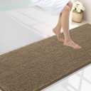 Smiry Luxury Chenille Bathroom Rugs 70x24, Extra Soft and Absorbent Shaggy Bath Mat, Machine Washable, Non-Slip Plush Carpet Runner for Tub, Shower, and Floor, Home Decor Accessories, Camel