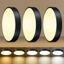 HLinghtnet LED 12 inch Round Flush Mount Ceiling Light Black Dimmable 24W 5CCT Metal Black Ceiling lamp and is Ideal for hallways Kitchens bedrooms corridors Children's Rooms, 3 Pack