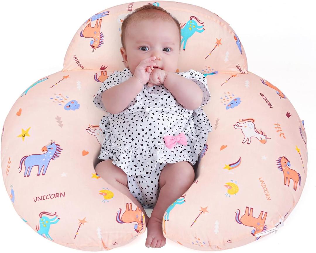Nursing Pillow, Breastfeeding Pillows, with Removable Pillow Cover, Ergonomic Nursing Essentials for Bottle Feeding, Machine Washable, Pink