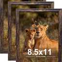 8.5x11in Picture Frame set of 3, Certificate Poster and Photo for Wall Hanging or Tabletop, 8.5x11 brown frame with Shatter Resistant Plexiglass, best gift