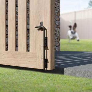 12 Inch Cane Bolt Gate Stopper, Heavy Duty Gate Latch for Wooden Fence, Black Finished Gate Hardware Used for Wood, Vinyl, Metal Gates Fences Doors, 1 Pack